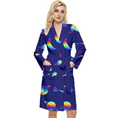 Space-pattern Colourful Long Sleeve Velour Robe by Jancukart