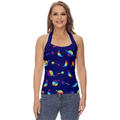 Space-pattern Colourful Basic Halter Top