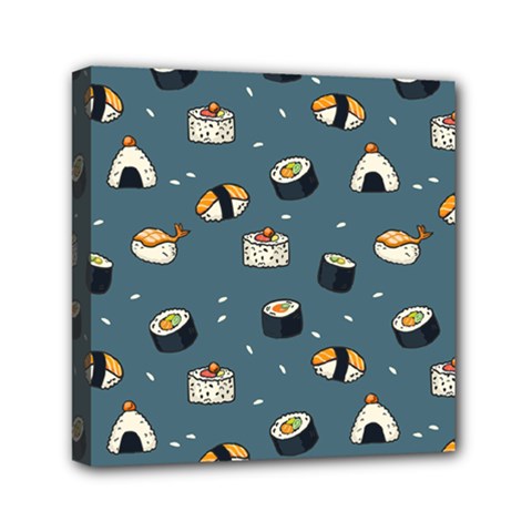 Sushi Pattern Mini Canvas 6  X 6  (stretched)