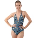 Sushi Pattern Halter Cut-Out One Piece Swimsuit View1