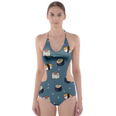 Sushi Pattern Cut-out One Piece Swimsuit