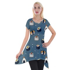 Sushi Pattern Short Sleeve Side Drop Tunic