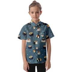 Sushi Pattern Kids  Short Sleeve Shirt