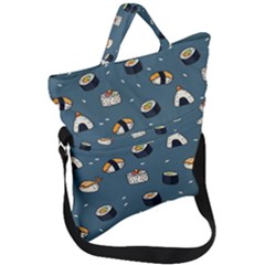 Sushi Pattern Fold Over Handle Tote Bag