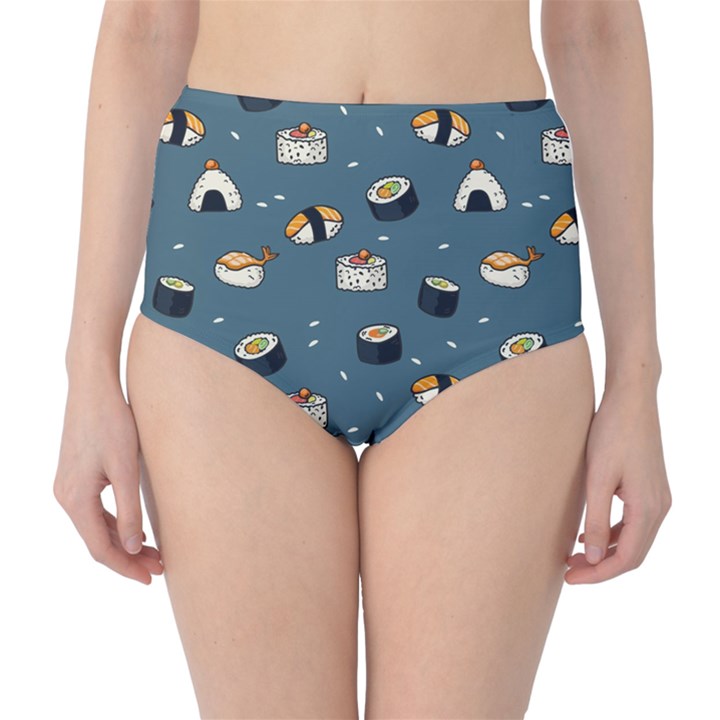 Sushi Pattern Classic High-Waist Bikini Bottoms