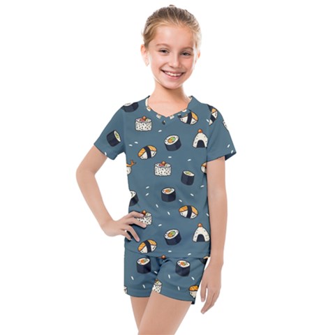 Sushi Pattern Kids  Mesh Tee And Shorts Set by Jancukart