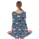 Sushi Pattern Long Sleeve Velvet Skater Dress View2