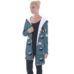 Sushi Pattern Longline Hooded Cardigan by Jancukart