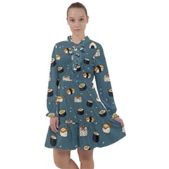 Sushi Pattern All Frills Chiffon Dress