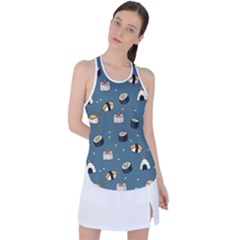 Sushi Pattern Racer Back Mesh Tank Top by Jancukart