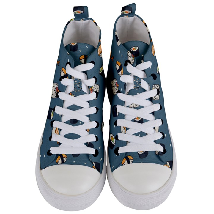 Sushi Pattern Women s Mid-Top Canvas Sneakers