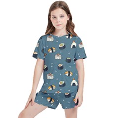 Sushi Pattern Kids  Tee And Sports Shorts Set by Jancukart