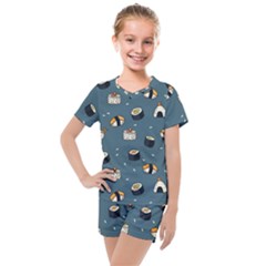 Sushi Pattern Kids  Mesh Tee And Shorts Set