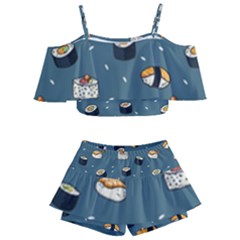 Sushi Pattern Kids  Off Shoulder Skirt Bikini