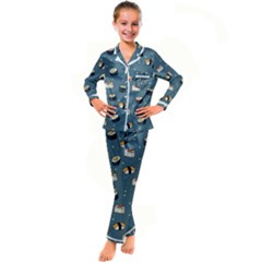 Sushi Pattern Kid s Satin Long Sleeve Pajamas Set