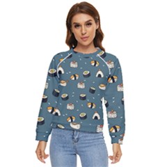 Sushi Pattern Women s Long Sleeve Raglan Tee