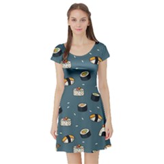 Sushi Pattern Short Sleeve Skater Dress