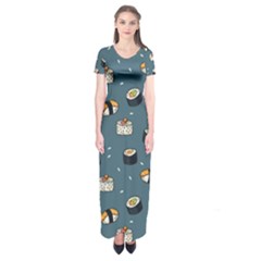 Sushi Pattern Short Sleeve Maxi Dress by Jancukart