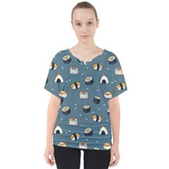 Sushi Pattern V-neck Dolman Drape Top