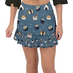 Sushi Pattern Fishtail Mini Chiffon Skirt