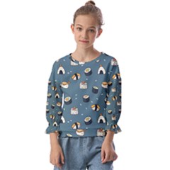 Sushi Pattern Kids  Cuff Sleeve Top