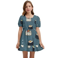 Sushi Pattern Kids  Short Sleeve Dolly Dress