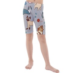 Cats Pattern Kids  Mid Length Swim Shorts