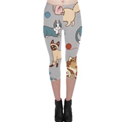 Cats Pattern Capri Leggings  by Jancukart