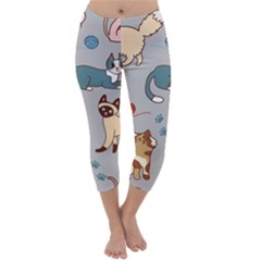 Cats Pattern Capri Winter Leggings  by Jancukart