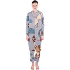 Cats Pattern Hooded Jumpsuit (ladies)