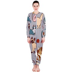 Cats Pattern Onepiece Jumpsuit (ladies)