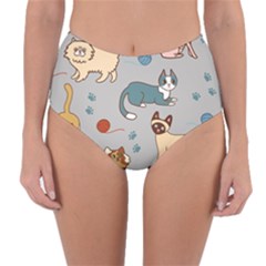 Cats Pattern Reversible High-waist Bikini Bottoms