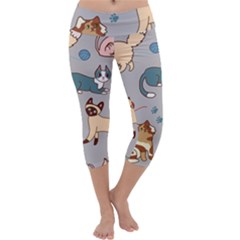 Cats Pattern Capri Yoga Leggings by Jancukart