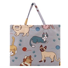 Cats Pattern Zipper Large Tote Bag by Jancukart