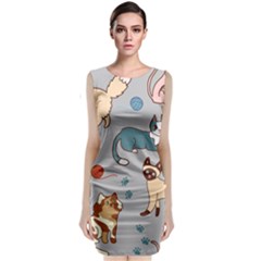 Cats Pattern Classic Sleeveless Midi Dress