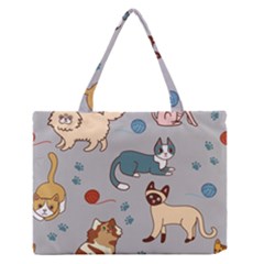 Cats Pattern Zipper Medium Tote Bag