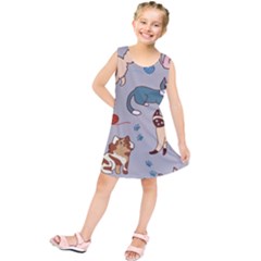 Cats Pattern Kids  Tunic Dress