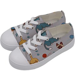 Cats Pattern Kids  Low Top Canvas Sneakers by Jancukart