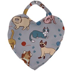 Cats Pattern Giant Heart Shaped Tote