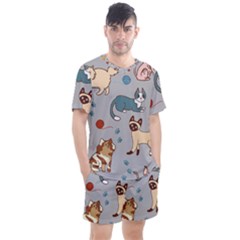 Cats Pattern Men s Mesh Tee And Shorts Set