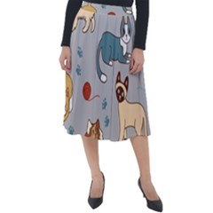 Cats Pattern Classic Velour Midi Skirt 