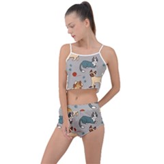 Cats Pattern Summer Cropped Co-ord Set