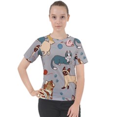 Cats Pattern Women s Sport Raglan Tee