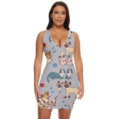 Cats Pattern Draped Bodycon Dress by Jancukart