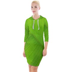 Banana Leaf Quarter Sleeve Hood Bodycon Dress by artworkshop