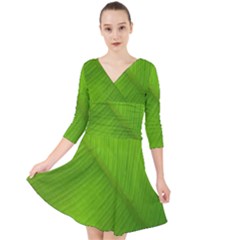 Banana Leaf Quarter Sleeve Front Wrap Dress by artworkshop