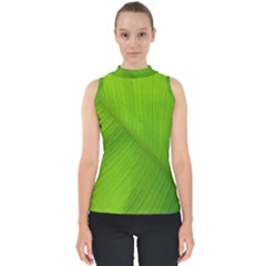 Banana Leaf Mock Neck Shell Top by artworkshop