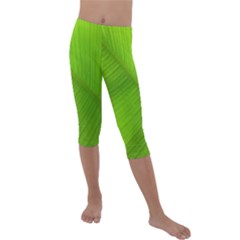 Banana Leaf Kids  Lightweight Velour Capri Leggings  by artworkshop