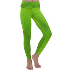 Banana Leaf Kids  Lightweight Velour Classic Yoga Leggings by artworkshop