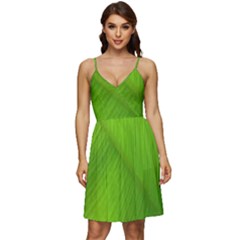 Banana Leaf V-neck Pocket Summer Dress 